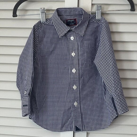 Untuckit boys 2 buttondown shirt plaid purple - Picture 1 of 8